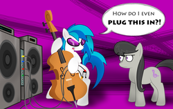 Size: 3000x1900 | Tagged: safe, artist:shadestars, dj pon-3, octavia melody, vinyl scratch, g4, duo, octavia is not amused, unamused