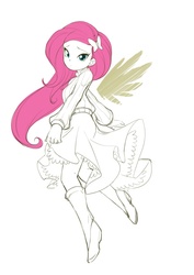 Size: 800x1132 | Tagged: safe, artist:bleedman, fluttershy, human, g4, clothes, female, humanized, skirt, solo, winged humanization