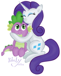 Size: 801x1000 | Tagged: safe, artist:kika1057, rarity, spike, dragon, pony, unicorn, g4, female, interspecies, male, mare, ship:sparity, shipping, simple background, straight, transparent background