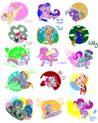 Size: 2100x2625 | Tagged: safe, artist:cotton, baby lickety-split, dj pon-3, honolu-loo, ivy, light heart, mayor mare, moki sunbright, north star (g1), pinkie pie, rosedust, sundance (g2), sunny daze (g3), sunsparkle, sweetheart, teddy, thistle whistle, vinyl scratch, earth pony, pegasus, pony, unicorn, g1, g2, g3, g4, my little pony tales, bipedal, crying, female, g1 to g4, g2 to g4, g3 to g4, generation leap, high res, laughing, male, tears of laughter