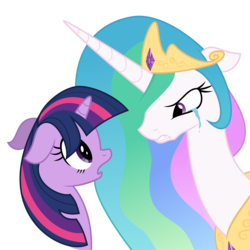 Size: 7000x7000 | Tagged: dead source, safe, artist:mamandil, artist:zev, princess celestia, twilight sparkle, g4, absurd resolution, angry, crying, ears back, gritted teeth, open mouth, simple background, transparent background, vector