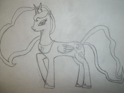 Size: 4288x3216 | Tagged: safe, artist:mg1210, princess luna, pony, g4, female, monochrome, pencil drawing, solo, traditional art