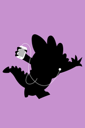 Size: 640x960 | Tagged: safe, artist:norbi9696, spike, dragon, g4, earbuds, ipod, ipod ad spoof, male, purple background, silhouette, simple background
