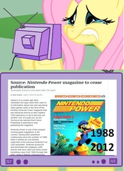 Size: 560x771 | Tagged: safe, fluttershy, pony, g4, exploitable meme, meme, nintendo, nintendo power, tv meme