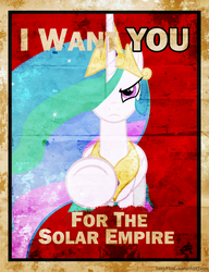 Size: 3000x3901 | Tagged: safe, artist:lazypixel, princess celestia, alicorn, pony, g4, female, high res, mare, propaganda, solar empire