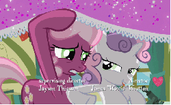 Size: 649x400 | Tagged: safe, screencap, cheerilee, sweetie belle, g4, hearts and hooves day (episode), animated, female
