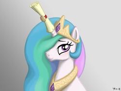 Size: 1600x1200 | Tagged: safe, artist:yorik-cz, princess celestia, pony, g4, cute, cutelestia, female, scroll, solo