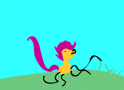 Size: 500x364 | Tagged: safe, artist:jordantheartist, scootaloo, pony, g4, animated, day, dumb running ponies, female, gotta go fast, solo, stylistic suck, wat
