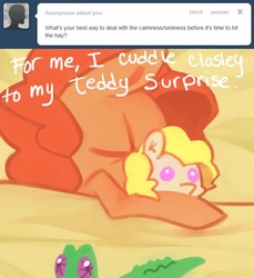Size: 641x700 | Tagged: dead source, safe, artist:dhui, gummy, pinkie pie, surprise, ask tired pie, g1, g4, doll