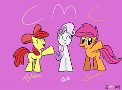 Size: 1280x947 | Tagged: safe, artist:mofetafrombrooklyn, apple bloom, scootaloo, sweetie belle, g4, cutie mark crusaders