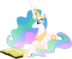 Size: 4219x3438 | Tagged: safe, artist:takua770, princess celestia, alicorn, pony, g4, .svg available, book, female, high res, mare, simple background, solo, svg, transparent background, vector