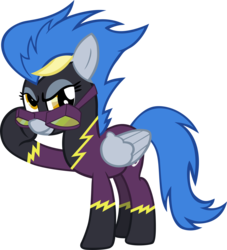 Size: 3527x3880 | Tagged: safe, artist:astringe, derpy hooves, nightshade, pegasus, pony, friendship is magic, g4, clothes, costume, disguise, female, goggles, high res, mare, shadowbolts, shadowbolts costume, simple background, solo, transparent background, vector