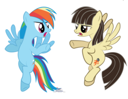 Size: 3300x2550 | Tagged: safe, artist:lastsecondhero, rainbow dash, wild fire, pegasus, pony, g4, argument, duo, duo female, female, flying, high res, mare, simple background, transparent background, unamused, vector, wild fire is not amused