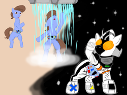 Size: 900x675 | Tagged: safe, artist:renigami, gentaro kisaragi, kamen rider, kamen rider fourze, ponified, uchuu kita!