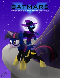 Size: 2550x3300 | Tagged: safe, artist:lanceomikron, mare do well, twilight sparkle, pony, g4, actor allusion, batgirl, batman, batman the animated series, batmare, crossover, high res, voice actor joke