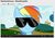 Size: 665x468 | Tagged: safe, artist:blackgryph0n, rainbow dash, pegasus, pony, g4, blue coat, blue fur, blue pony, female, mare, multicolored hair, multicolored mane, rainbow hair, rainbowlicious, smiling, solo, sunglasses, youtube, youtube link, youtube video