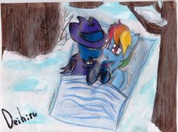 Size: 3424x2540 | Tagged: safe, artist:deihiru, mare do well, rainbow dash, g4, high res, the games we play, traditional art