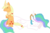 Size: 1357x896 | Tagged: safe, artist:foreverapone, applejack, princess celestia, alicorn, earth pony, pony, g4, accessory swap, duo, duo female, female, mare, simple background, transparent background