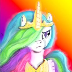 Size: 901x900 | Tagged: safe, artist:lahiur, princess celestia, g4, crying, sad