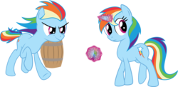 Size: 7316x3562 | Tagged: safe, artist:justablankflank, rainbow dash, earth pony, pony, unicorn, g4, alternate cutie mark, alternate universe, magic, race swap, simple background, transparent background, vector