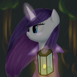 Size: 1600x1600 | Tagged: safe, artist:shishapony, rarity, pony, g4, clothes, coat, night, rain, solo, wet, wet mane, wet mane rarity