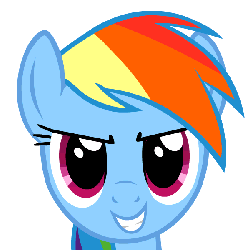 Size: 600x600 | Tagged: safe, artist:blackgryph0n, rainbow dash, pegasus, pony, g4, >:), animated, evil grin, female, gif, grin, headbang, headbob, lowres, mare, simple background, smiling, smirk, solo, transparent background