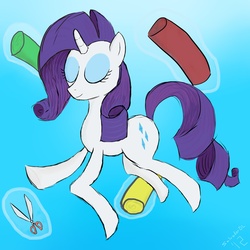 Size: 3000x3000 | Tagged: safe, artist:salvador-dl, rarity, pony, g4, fabric, high res, scissors, solo