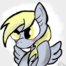 Size: 4000x4000 | Tagged: safe, artist:wonder-waffle, derpy hooves, pegasus, pony, g4, blushing, female, mare, smiling, solo