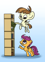 Size: 1547x2098 | Tagged: safe, artist:wolframclaws, featherweight, scootaloo, g4, scootaloo can't fly