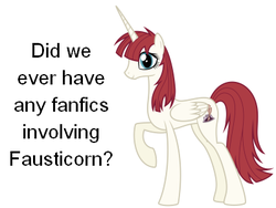 Size: 400x300 | Tagged: safe, oc, oc only, oc:fausticorn, lauren faust, meta, text