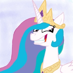 Size: 2300x2300 | Tagged: safe, artist:wonder-waffle, princess celestia, alicorn, pony, g4, female, grin, high res, looking back, smiling, smug, smuglestia, solo, trollestia