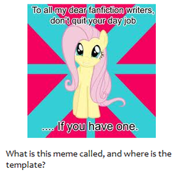 Size: 305x303 | Tagged: safe, fluttershy, pegasus, pony, g4, advice meme, exploitable meme, fanfic, female, looking at you, mare, meme, meta, smiling, solo, standing