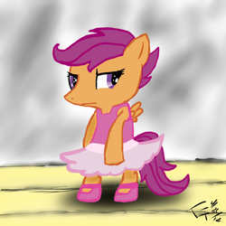 Size: 2300x2300 | Tagged: safe, artist:wonder-waffle, scootaloo, pegasus, pony, g4, ballerina, bipedal, female, high res, solo