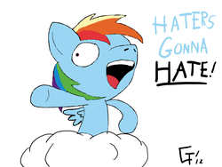 Size: 1400x1050 | Tagged: safe, artist:wonder-waffle, rainbow dash, pegasus, pony, g4, haters gonna hate, meme, solo