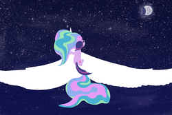 Size: 1500x1000 | Tagged: safe, artist:sessalisk, princess celestia, twilight sparkle, g4, moon