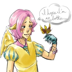 Size: 500x500 | Tagged: safe, artist:nickleerie, fluttershy, human, g4, butterscotch, humanized, rule 63, winged humanization