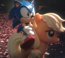 Size: 516x467 | Tagged: dead source, safe, artist:jcfreak16, applejack, g4, crossover, irl, male, photo, sonic the hedgehog, sonic the hedgehog (series), toy