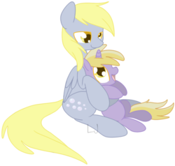 Size: 600x572 | Tagged: safe, derpy hooves, dinky hooves, pegasus, pony, unicorn, g4, female, filly, foal, horn, mare, simple background, transparent background