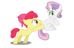 Size: 554x358 | Tagged: safe, artist:iheartnico2, apple bloom, sweetie belle, earth pony, pony, unicorn, g4, applebuck, colt, foal, male, rule 63, silver bell, simple background, transparent background, vector
