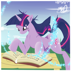 Size: 900x900 | Tagged: safe, artist:blueskybelow, twilight sparkle, pony, g4, book, female, reading, solo