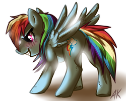 Size: 1077x864 | Tagged: safe, artist:nitrosailor9870, rainbow dash, pegasus, pony, g4, blushing, female, mare, solo