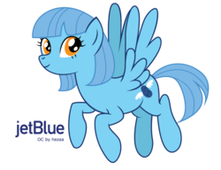 Size: 951x731 | Tagged: dead source, safe, artist:hezaa, oc, oc only, oc:jet stream, pegasus, pony, airline, female, jetblue, mare, mascot, ponified, simple background, solo, transparent background