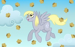 Size: 1280x800 | Tagged: safe, artist:sayabloodstone, derpy hooves, pegasus, pony, g4, female, mare, muffin, solo