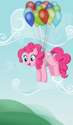 Size: 1095x1881 | Tagged: safe, artist:mintystitch, pinkie pie, pony, g4, balloon, female, solo, then watch her balloons lift her up to the sky