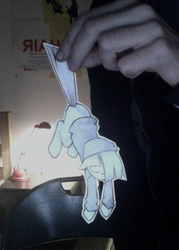 Size: 572x800 | Tagged: safe, artist:lonelycross, marble pie, g4, clothes, hoodie, paper, paper child, papercraft, photo