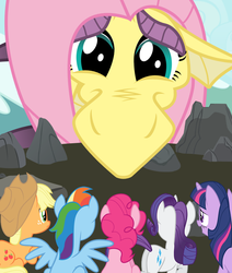 Size: 750x886 | Tagged: safe, artist:murdareik, applejack, fluttershy, pinkie pie, rainbow dash, rarity, twilight sparkle, dragon, g4, dragonified, flutterdragon