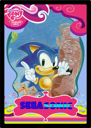 Size: 724x1018 | Tagged: dead source, safe, artist:ikuntyphoon, g4, crossover, male, my little pony logo, sonic the hedgehog, sonic the hedgehog (series), trading card