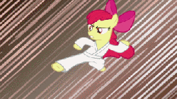 Size: 330x186 | Tagged: safe, screencap, apple bloom, call of the cutie, g4, animated, fail, female, karate, karatebloom, picture for breezies