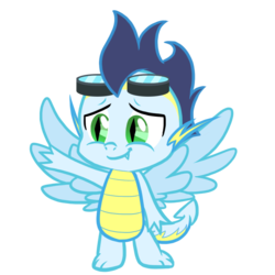 Size: 900x900 | Tagged: safe, artist:charlocke, soarin', dragon, g4, baby dragon, dragonified, male, simple background, solo, species swap, transparent background, wings