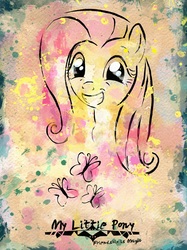 Size: 872x1163 | Tagged: dead source, safe, artist:mlp-frank, fluttershy, pony, g4, cutie mark, female, poster, solo